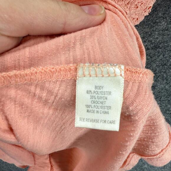 Self Esteem Blouse Women 2X Plus Pink Cold Shoulder Short Sleeve Spaghetti Strap - Picture 4 of 7